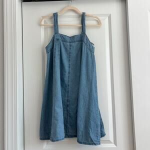 Tinsel Women’s Blue Chambray Swing Dress Sz M Square Neck Western Cotton